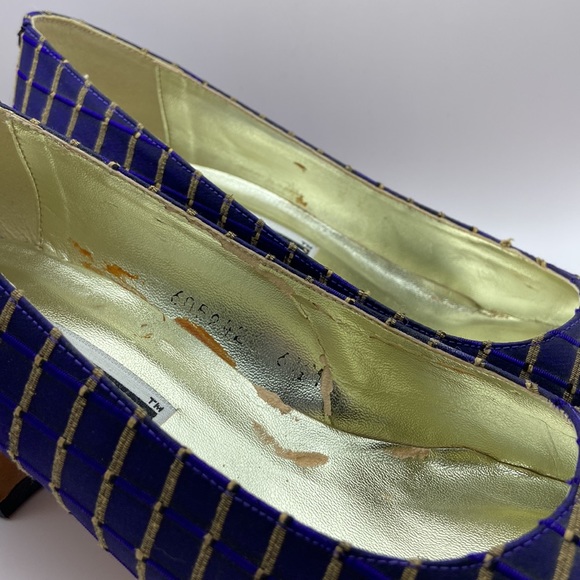 Costa Blanca Purple & Gold Block Heels W/Heart Cutout Women Size 6 1/2M, - Picture 5 of 16